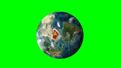 Premium 4K 3D Earth Globe Rotating with Saudi Arabia Highlighted in Red and Warn Stock Footage 332180988