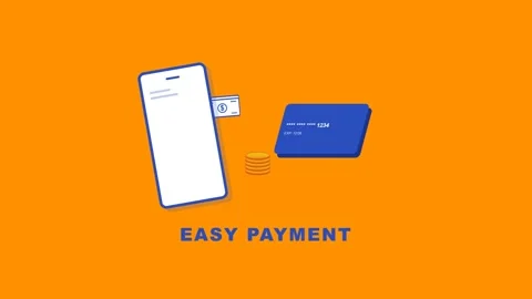 Premium 4K 3D Seamless Loop Animated Mobile Easy Payment System with Credit Card Stock Footage 332217243