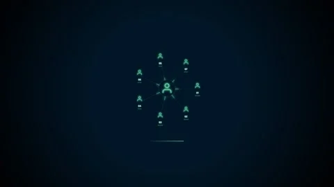 Premium 4K 3D Seamless Loop Network HUD Animation of User Profile Connections Ro Stock Footage 332392527