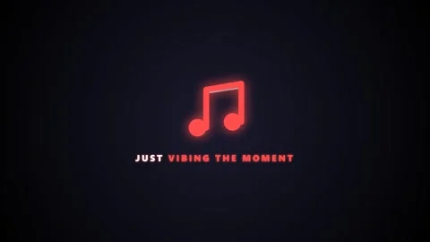 Premium 4K Seamless Loop 3D Glowing Music Note with Just Vibing The Moment Text  Stock Footage 332181901