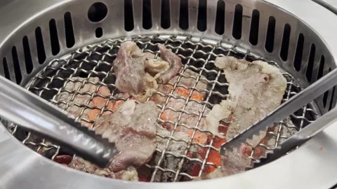 Premium A5 Wagyu Beef Grilling on Hot BBQ Grill Stock Footage 340539434