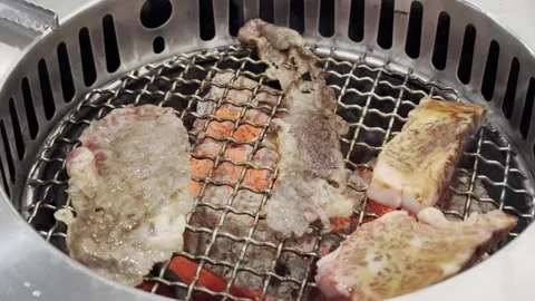Premium A5 Wagyu Beef Grilling on Hot BBQ Grill 動画素材 341177124