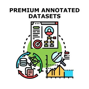 Premium annotated datasets for data science and machine learning Stock Illustration
