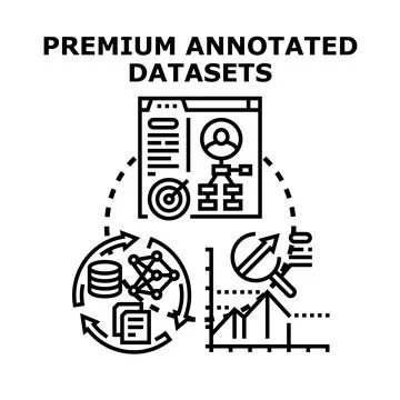 Premium annotated datasets for data science and machine learning Stock Illustration