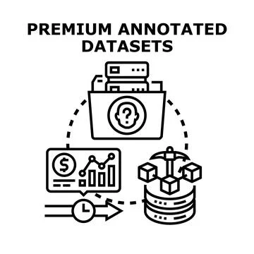 Premium annotated datasets processing for data mining Stock Illustration