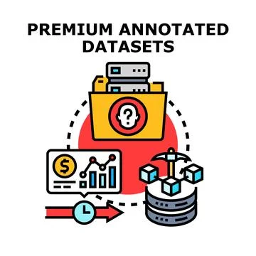 Premium annotated datasets processing for data mining Stock Illustration