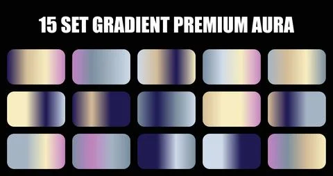 Premium aura gradient set showcasing luxury holographic color palettes and Stock Illustration