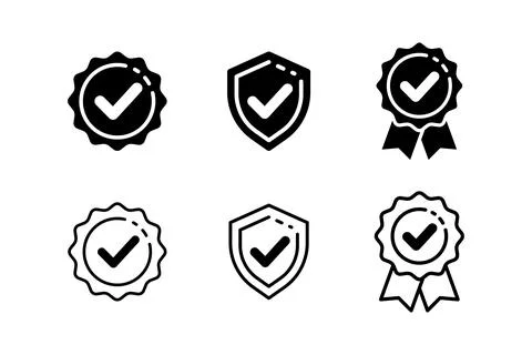 Premium badge label icon vector set. Verify or verified label. Illustrazione stock