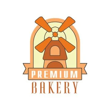Premium bakery logo template, bread shop badge retro food label design vector Stock Illustration