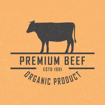 Premium beef logo. Labels, badges and design elements. Retro style. Vector Stock Illustration