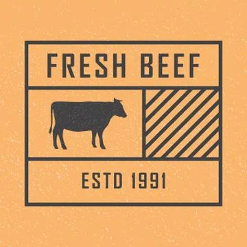 Premium beef logo. Labels, badges and design elements. Retro style. Vector Illustrazione stock