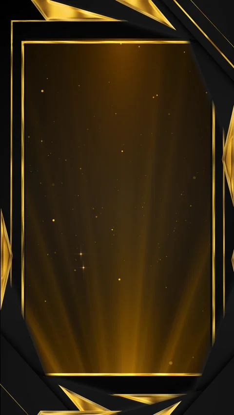 Premium black golden banner sharp metallic corners, warm spotlight beams, rich d Stock Footage 340456044