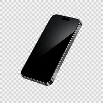 Premium Black Titanium Smartphone Mockup Isolated on Transparent Background Stock Illustration