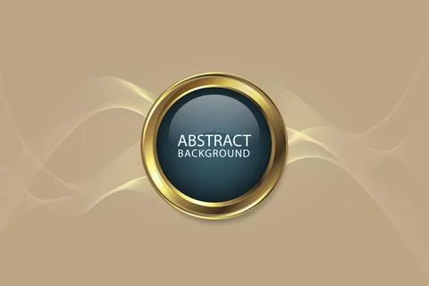 Premium Blue button with golden border on baige color background with waves Stock-Illustration