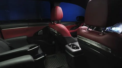 Premium car interior. Car interior. Black studio Stock Footage 279142515