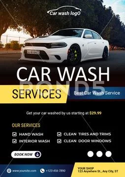 Premium car wash services for a sparkling clean vehicle PSD Template