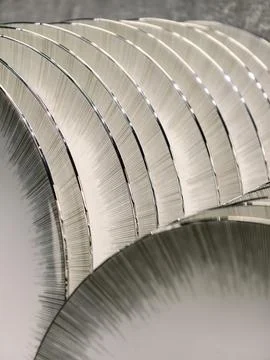 Premium ceramic plates with shiny silver border arranged on supermarket she.. Stock Photos