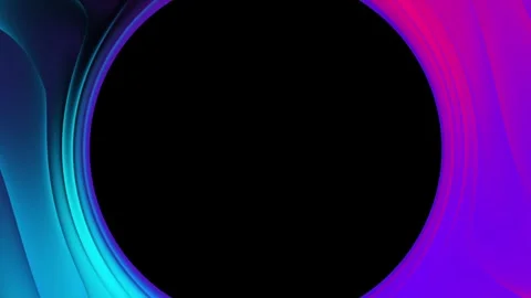 Premium Circular Neon Gradient Border Frame Overlay with Large Black Center Stock Footage 339034412