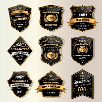 Premium coffee labels collection set Stock Illustration