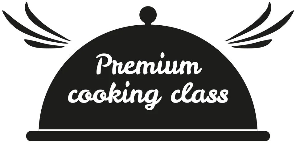 Premium cooking class design elements. Kitchen masterclass emblem, culinary food Stock Illustration