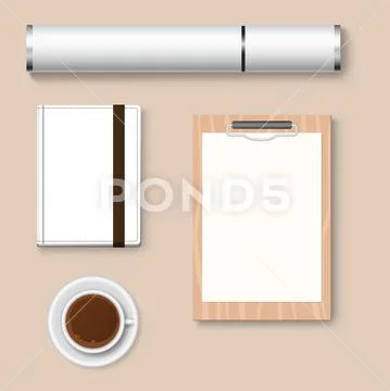Premium corporate identity template business stationery mock-up realistic 3d top Stock Illustration