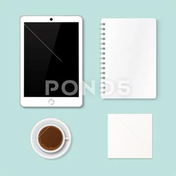 Premium corporate identity template business stationery mock-up realistic 3d top Stock Illustration