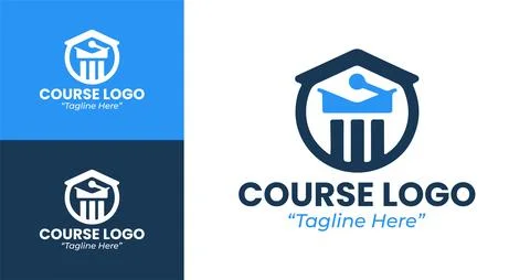 Premium Course Logo in Light Blue and Dark Blue Ilustração Stock