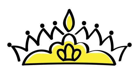Premium crown vector in doodle style. King and queen crown as sketch. Illustrazione stock