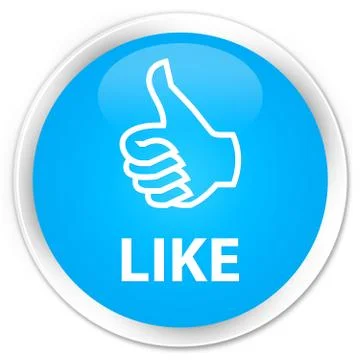 Like premium cyan blue round button Stock Illustration