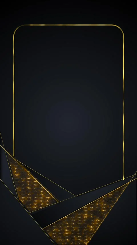 Premium dark geometric frame gold outline, polygon sparkling texture, empty cent Stock Footage 340452687