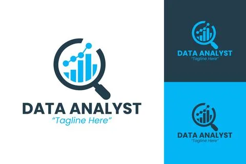 Premium Data Analyst Logo in Light Blue and Dark Blue Stock Illustration