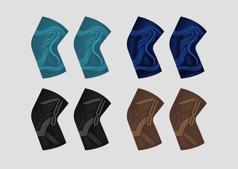 Premium Double Layer Knee Sleeve Design Collection with Contoured Sports Stock Illustration