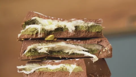 Premium Dubai chocolate with crushed nuts 스톡 동영상 313548457