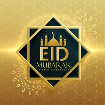 Premium eid mubarak islamic festival greeting card design Illustrazione stock