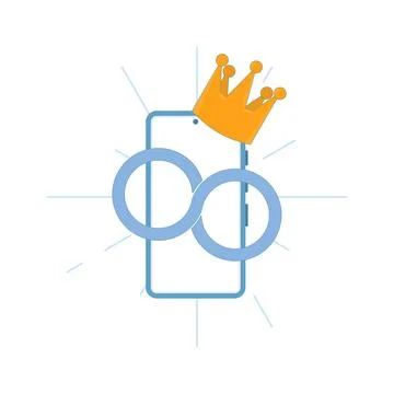 Premium Features Concept. Smartphone screen showing infinity symbol and crown. Stock Illustration