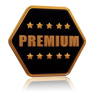 Premium five star hexagon button Illustrazione stock