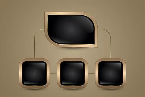 A premium Flow Chart and Work Step in luxury black square button framed wit.. Stock Illustration