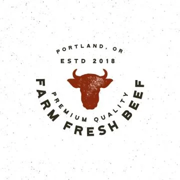 Premium fresh beef label. retro styled meat shop emblem. vector illustration Stock Illustration