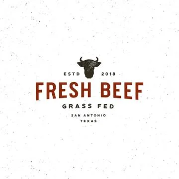 Premium fresh beef label. retro styled meat shop emblem. vector illustration Stock Illustration