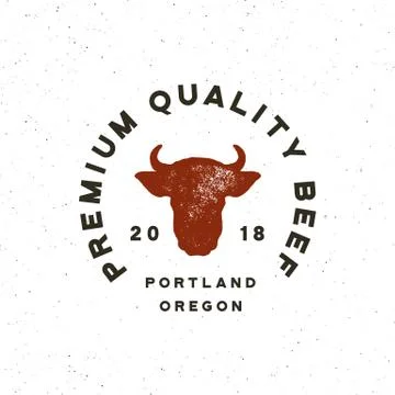 Premium fresh beef label. retro styled meat shop emblem. vector illustration Stock Illustration