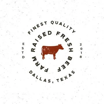 Premium fresh beef label. retro styled meat shop emblem. vector illustration Stock Illustration