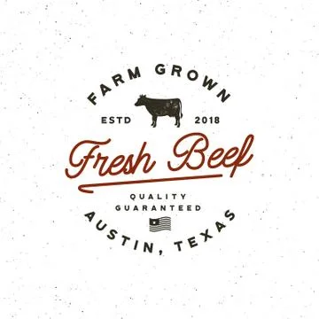 Premium fresh beef label. retro styled meat shop emblem. vector illustration Stock Illustration