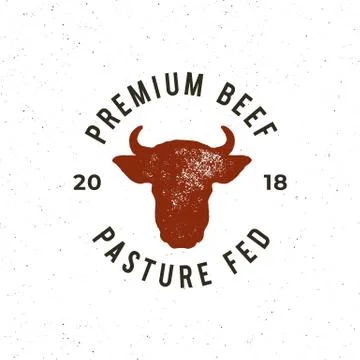 Premium fresh beef label. retro styled meat shop emblem. vector illustration Stock Illustration