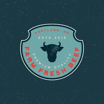 Premium fresh beef label. retro styled meat shop emblem. vector illustration Stock Illustration