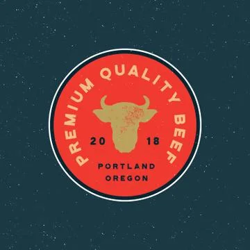 Premium fresh beef label. retro styled meat shop emblem. vector illustration Stock Illustration