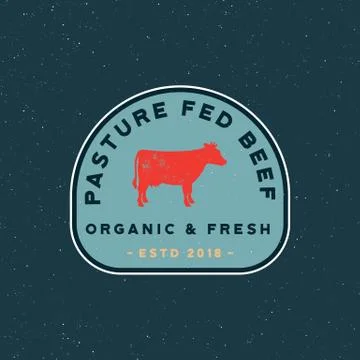 Premium fresh beef label. retro styled meat shop emblem. vector illustration Stock Illustration