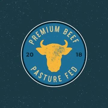 Premium fresh beef label. retro styled meat shop emblem. vector illustration Stock Illustration