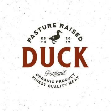 Premium fresh duck meat label. retro styled meat shop emblem. vector Stock Illustration