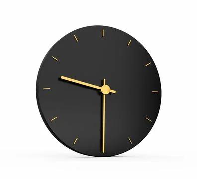 Premium Gold Clock icon isolated half past Nine o clock black icon, 3d illustrat Stock Illustration