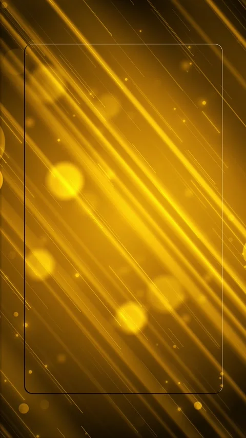 Premium gold streak backdrop rectangular frame, glowing trails, blurred bokeh Stockbeeldmateriaal 334100591